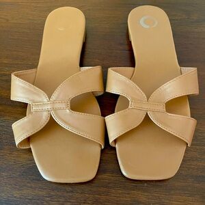 Journee Collection Taleesa Slide Sandal, Women's Size 9.5 M Tan